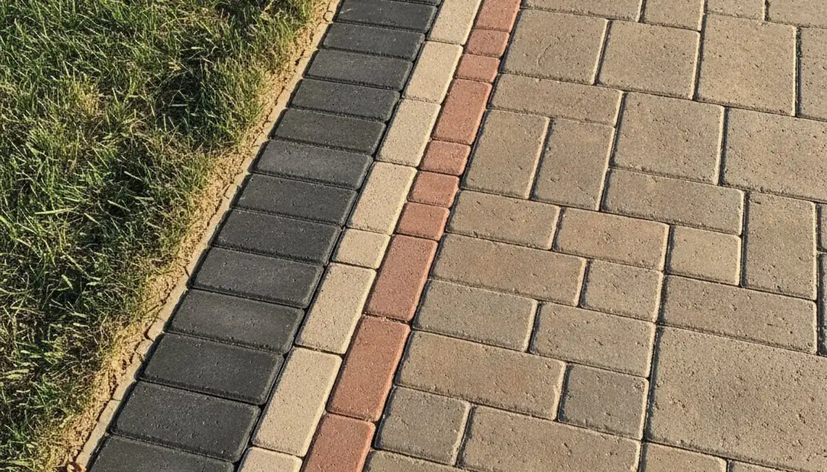 Decorative driveway paver border with clean edging in Oklahoma City, OK by Chop Chop Landscaping