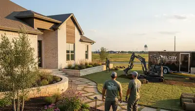 Landscaping crew serving Oklahoma City, OK with professional lawn care services