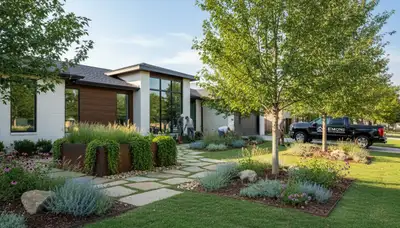 Landscaping crew providing lawn care services in Oklahoma City, OK