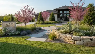Landscaping crew providing lawn care service in Oklahoma City, OK