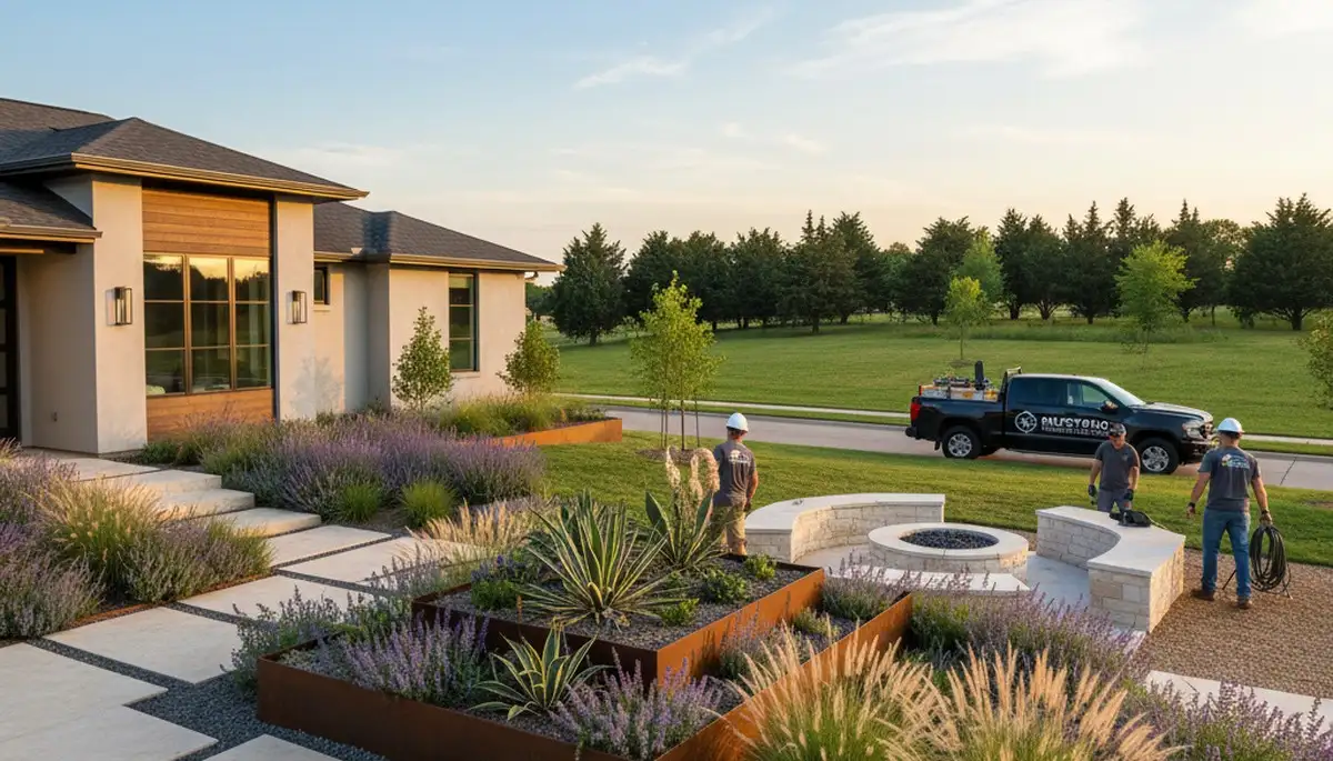 Landscaping crew serving Oklahoma City, OK with professional lawn care services