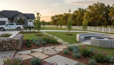 Landscaping crew providing lawn care services in Oklahoma City, OK
