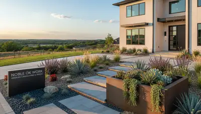 Landscaping crew providing lawn care service in Oklahoma City, OK
