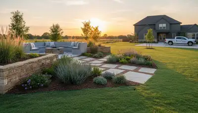 Landscaping crew providing lawn care service in Oklahoma City, OK